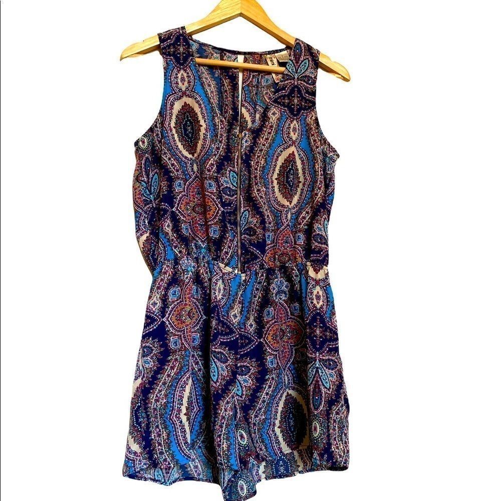 Mimi Chica Paisley Shorts Front Zip Romper